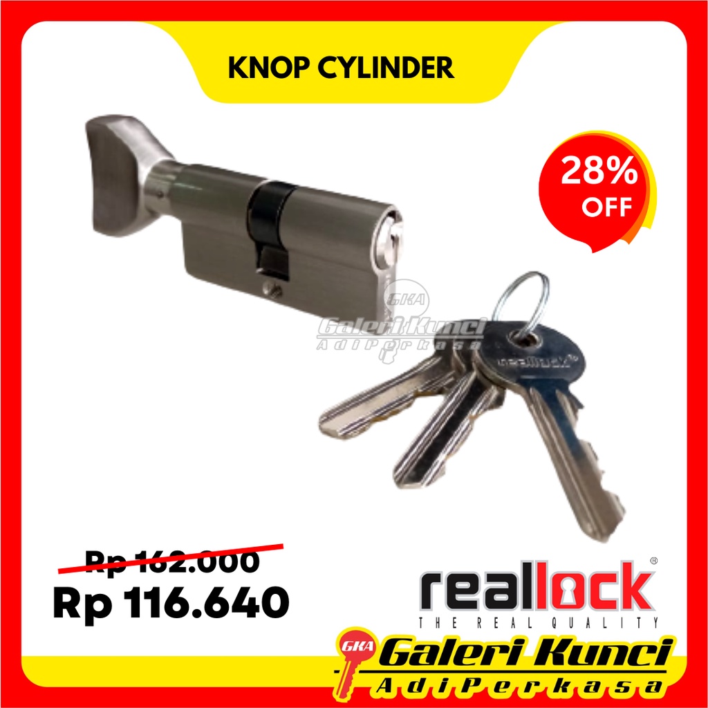 Knop Silinder Kunci REALLOCK RLK 60MM SN Knob Cylinder Pipih