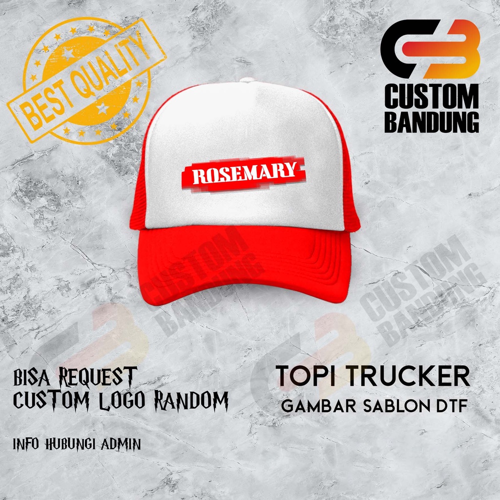 Topi Trucker  ROSEMARY Pria Wanita Topi Jaring Aura Jala Trucker Cap Bisa Tulis Nama Bisa COD Original High Premium Quality