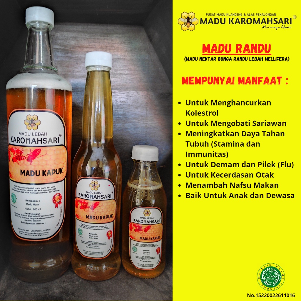 

Madu Karomahsari Madu Randu Murni 100% Madu Murni Lebah Apis Mellifera