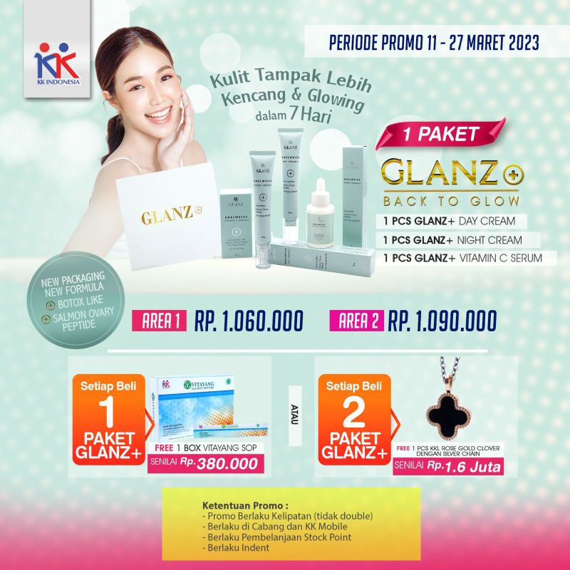 Paket Glanz + Edelweiss Day Cream Night Cream Vitamin C Serum KK Indonesia