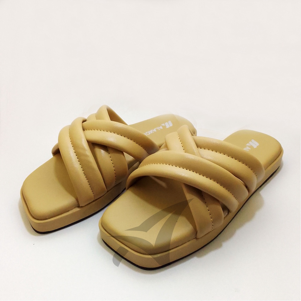 Sandals alaxce Model Silang Double Full Busah Empuk Kekinian Sandal wanita Bantal Trendy Sandal Platform teplek