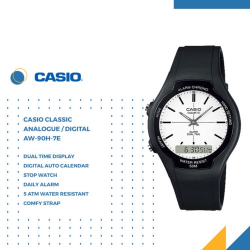 [PROMO] Jam Tangan Pria Casio AW-90H-7E / AW 90H 7E /  AW90H7E Dual Time Analog Digital Water Resist