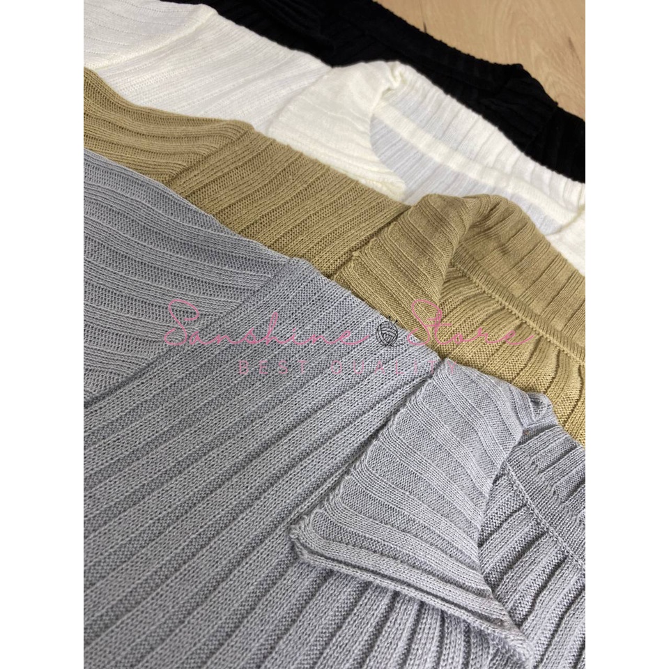 Kaos Rajut Wanita Lengan Pendek Berkerah Polo Knit Semi Crop