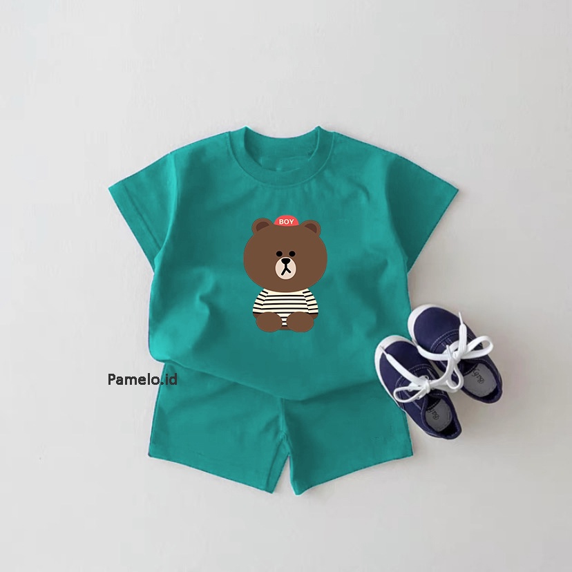 Pamelo.id Set Anak Viral / Bear BoY / Fashion Anak / Stelan baju anak / Korea Style / Set Balita