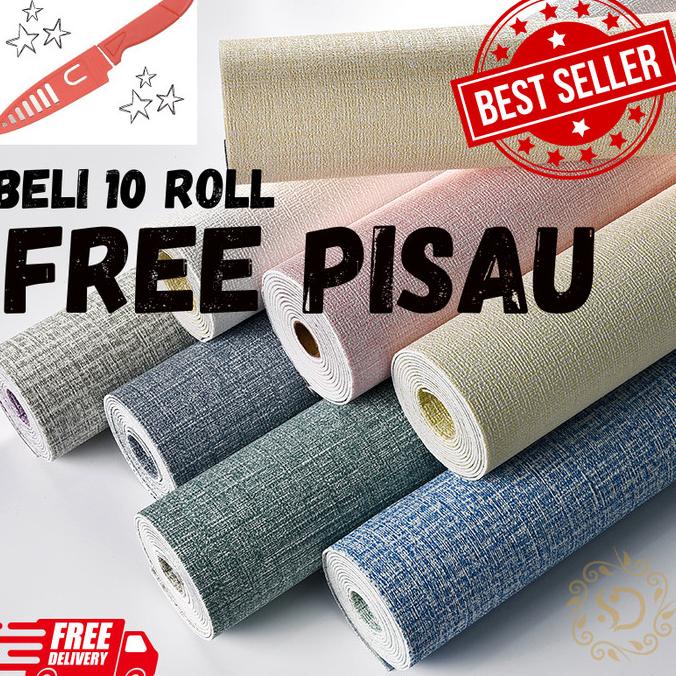 Wallpaper Foam Linen Roll Wallpaper Dinding - Dekorasi Kamar Tidur
