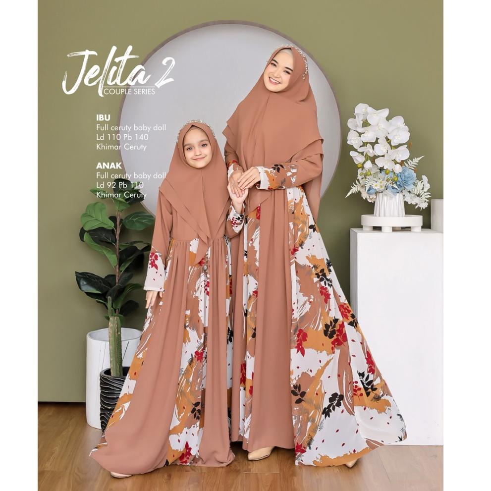 ㅧ Zahira1808 Gamis Muslim Syari Ibu Anak Dress  Muslimah Atasan Wanita Terlaris Couple Jelita 2 CUCI