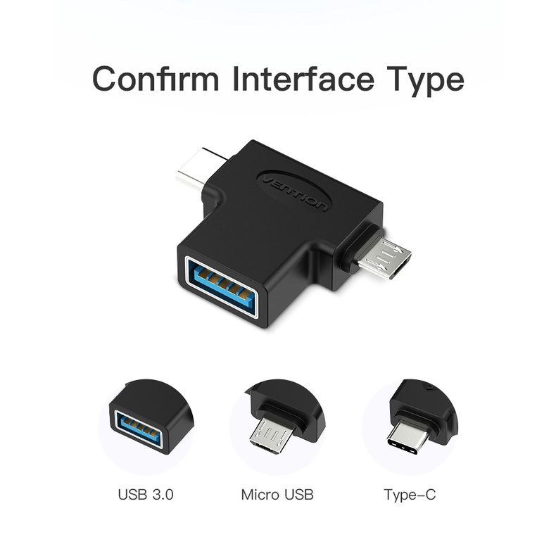 (Bisa Cod) Vention Adapter Micro USB Type-C to USB 3.0 Female OTG Adapter CDI