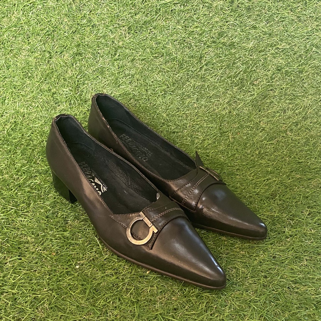Sepatu Salvatore Ferragamo Chunky Pumps Leather Second