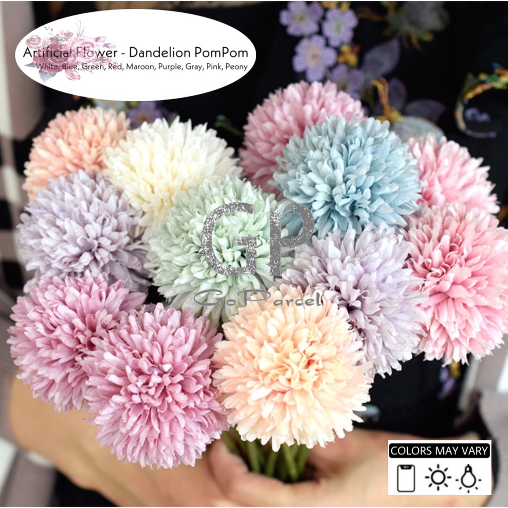 ARTIFICIAL FLOWER - CHRYSANTHEMUM POM POM - BUNGA PLASTIK BUKET FLORIST HIASAN KADO NATAL