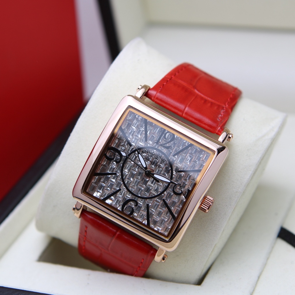 (COD) JAM TANGAN WANITA FRANK MULLER TALI KULIT FULL DIAMOND DM:36CM