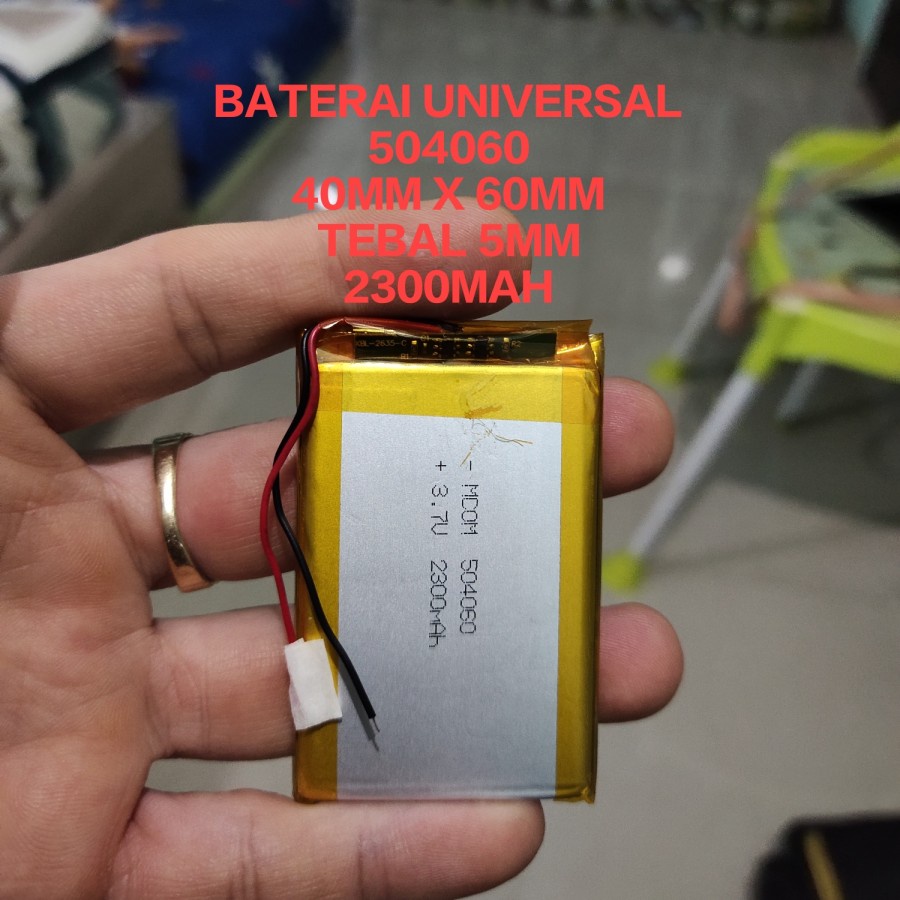 BATERAI UNIVERSAL 504060 ukuran 40mm x 60mm 2300mah kabel 2 MANTUL