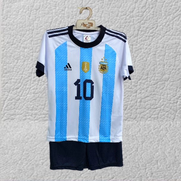 baju messi jersey baju bola anak argentina home kids 2022/2023 printing