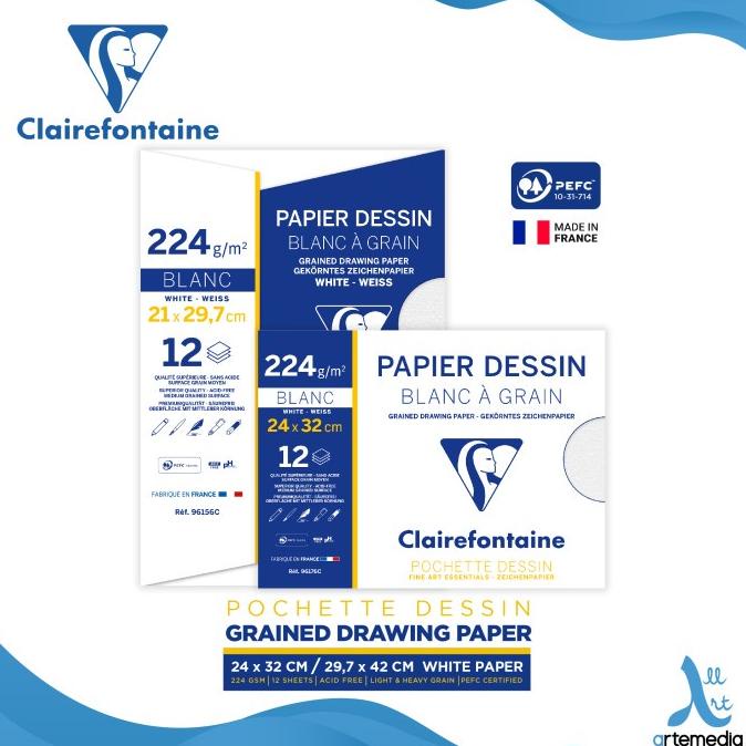 

Kertas Gambar Clairefontaine Grained Drawing Paper Sheet Pouch