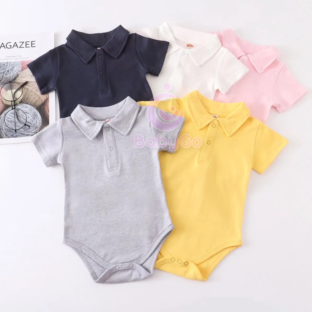 BabyGo Jumper Kerah Bayi polos / Jumsuit Bayi Kerah Polos 100% cotton [SNI]