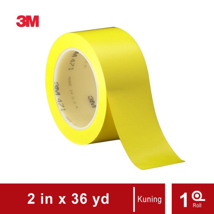 

Terlaris 3M Vinyl Tape 471 Yellow, 2 In X 36 Yd, Tebal: 0.14 Mm - Masking Tape