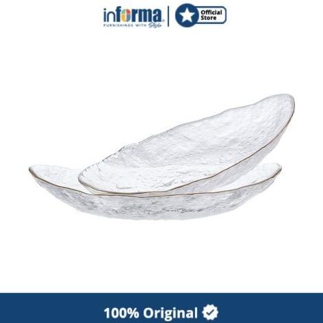Informa - Apettite Set 2 Pcs Rowan Piring Saji Kaca Dengan Gold Rim