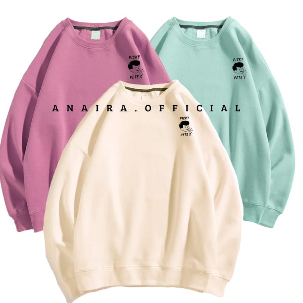 murah PICKY SWEATER SWITER SWETER OVERSIZE WANITA POLOS PASTEL SWEATSHIRT KOREA belkang