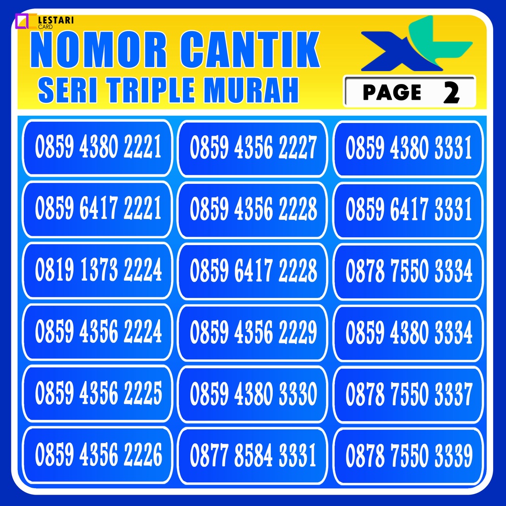 Nomor Cantik XL Seri Triple Murah