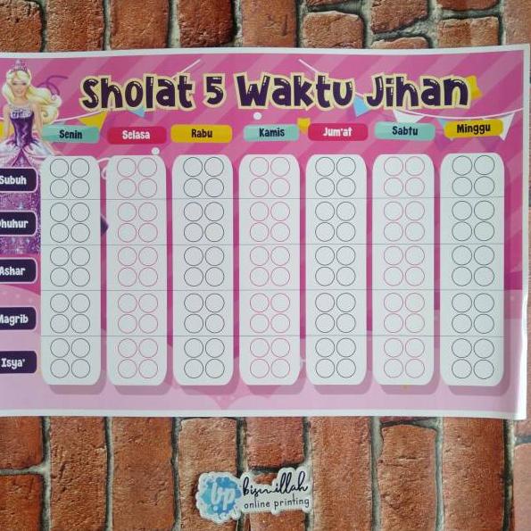 ✓ Jadwal sholat anak check list solat