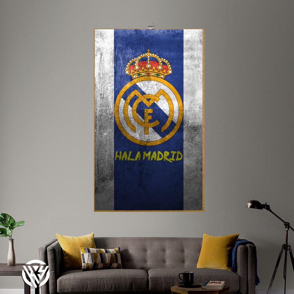 Hiasan Dinding Real Madrid Waldecor Bola Poster Kayu