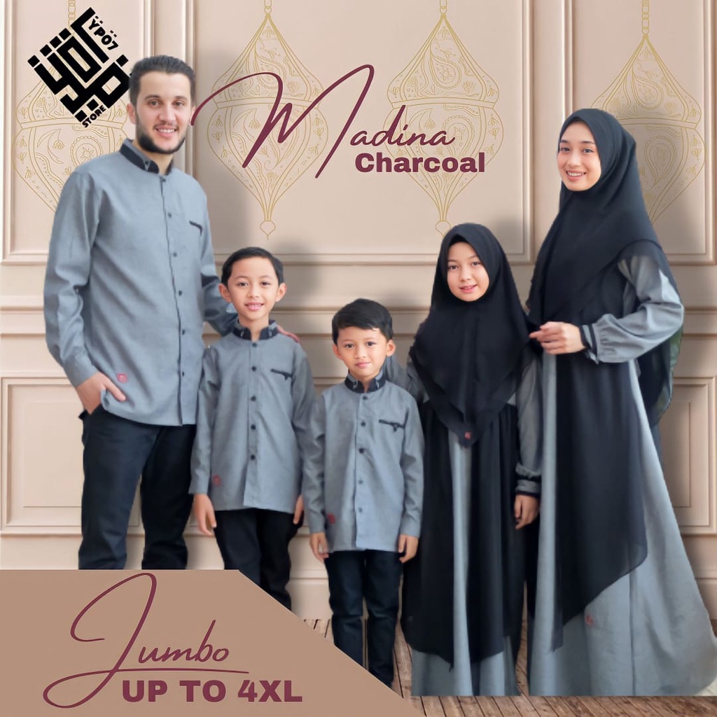 Baju muslim couple keluarga pasangan suami istri kemeja koko ayah anak laki laki gamis ibu anak perempuan jumbo 2xl 3xl 4xl