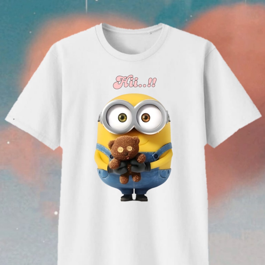 Kaos Minion Bob & Teddy bear untuk Bayi, Anak, Remaja, Dewasa, Bigsize Bahan Cotton combed 30s