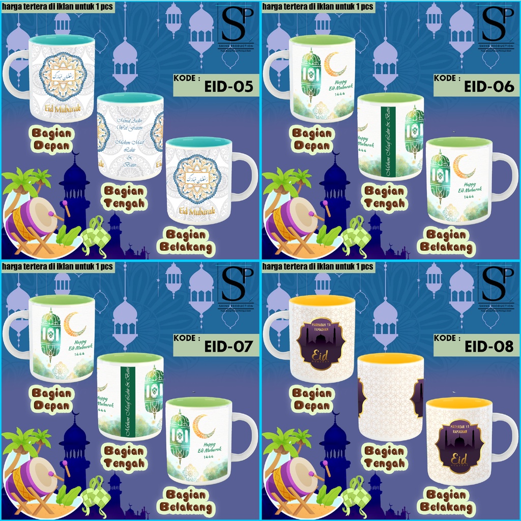 Mug Lebaran Gelas Keramik Edisi Lebaran Eid Mubarak