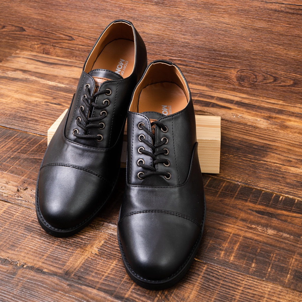 Oxford Black | 38-46 | Sepatu Pantofel Hitam Kulit Asli Pria Casual Kerja Cowok Kantor Original Laki | FORIND x Story of Monday Mndy