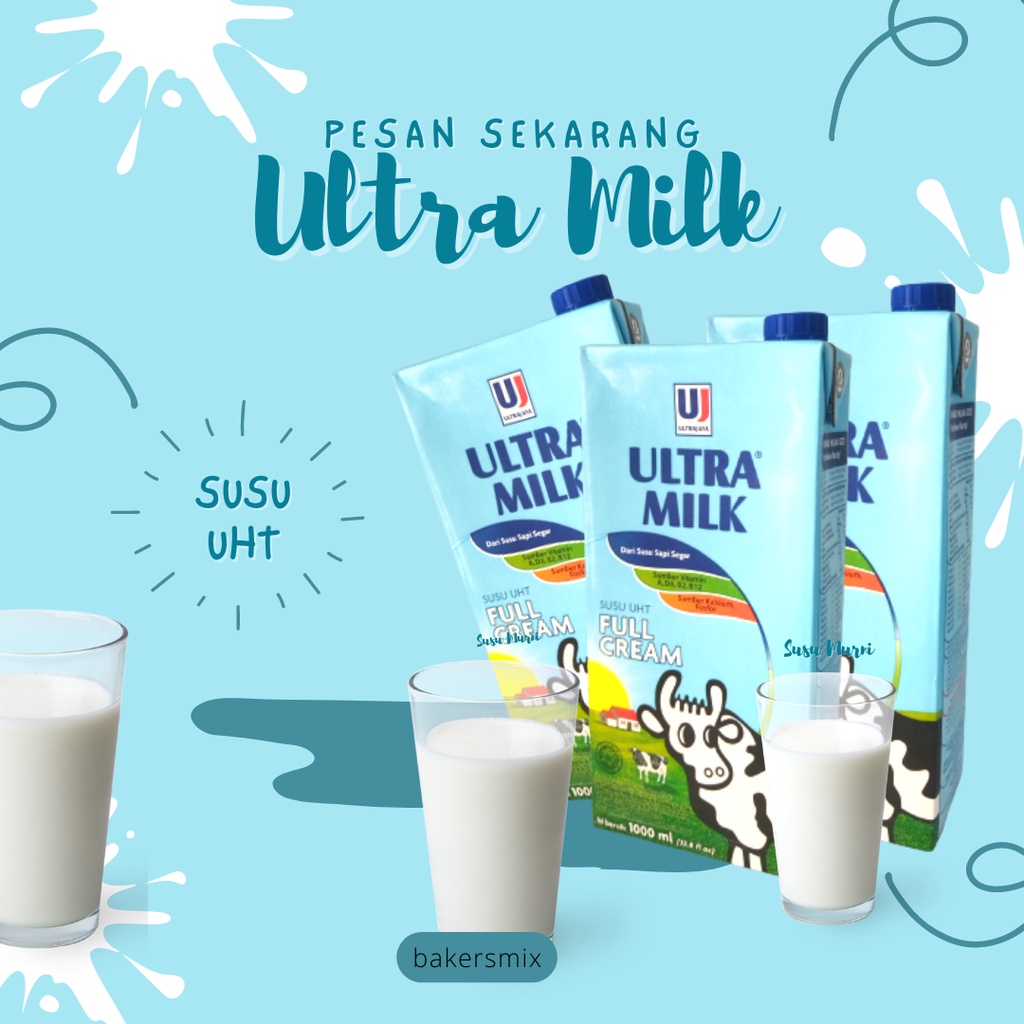 

KHUSUS GOSEND - ULTRAMILK SUSU UHT 1 LITER PUTIH / FULL CREAM