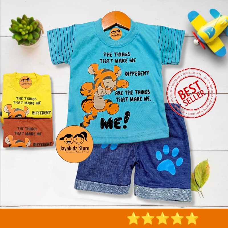 JVC KIDS Setelan Baju Bayi New Born Laki Laki Celana Pendek Murah Usia 6 12 Bulan
