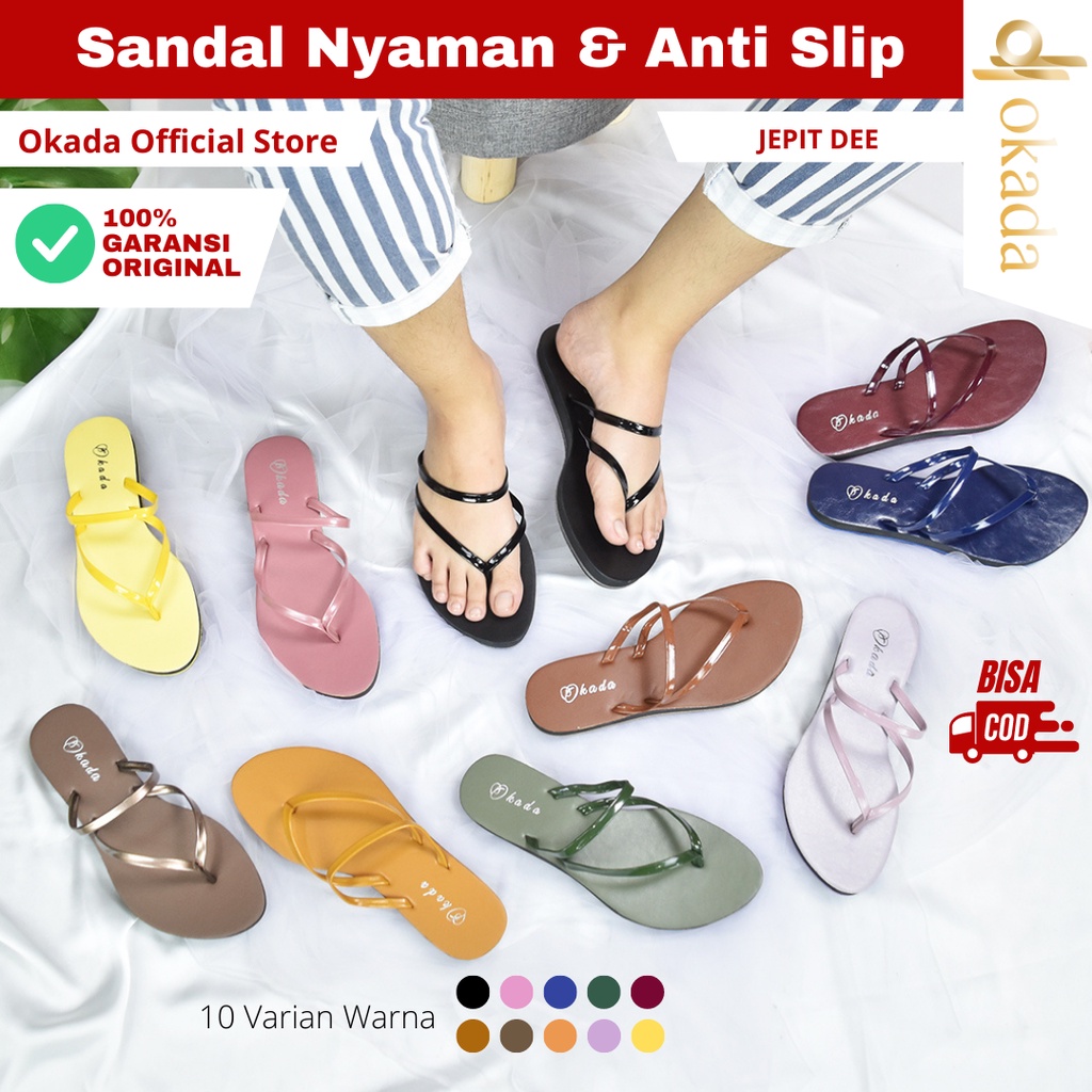 OKADA ORIGINAL DEE SANDAL TEPLEK SANDAL JEPIT WANITA/CEWEK -  (DEE FLIPFLOPS) ORIGINAL BY OKADA TERBARU 2023