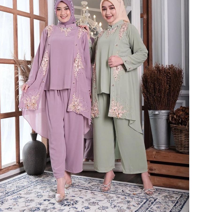 Baju Kondangan Wanita | One Set | Setcel | Tunik Remaja | Tunik Kaftan | Setelan Ceruty | Sonia Set 