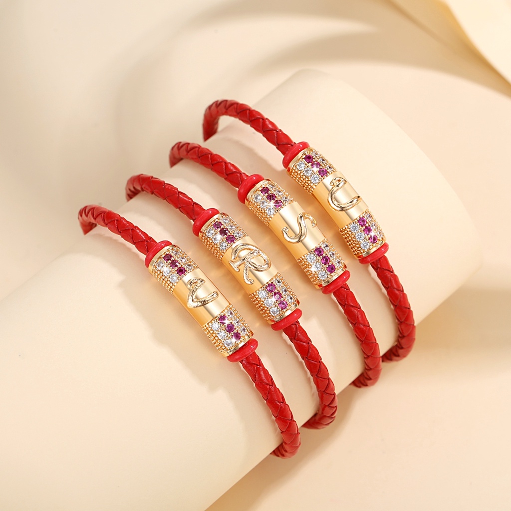 Y931 【Barang Spot】Gelang Tali Kawat  Waterproof Huruf Anti Air Anti Karat Lapis Emas Xuping Gelang Tali Inisial Huruf Fashion Aksesoris