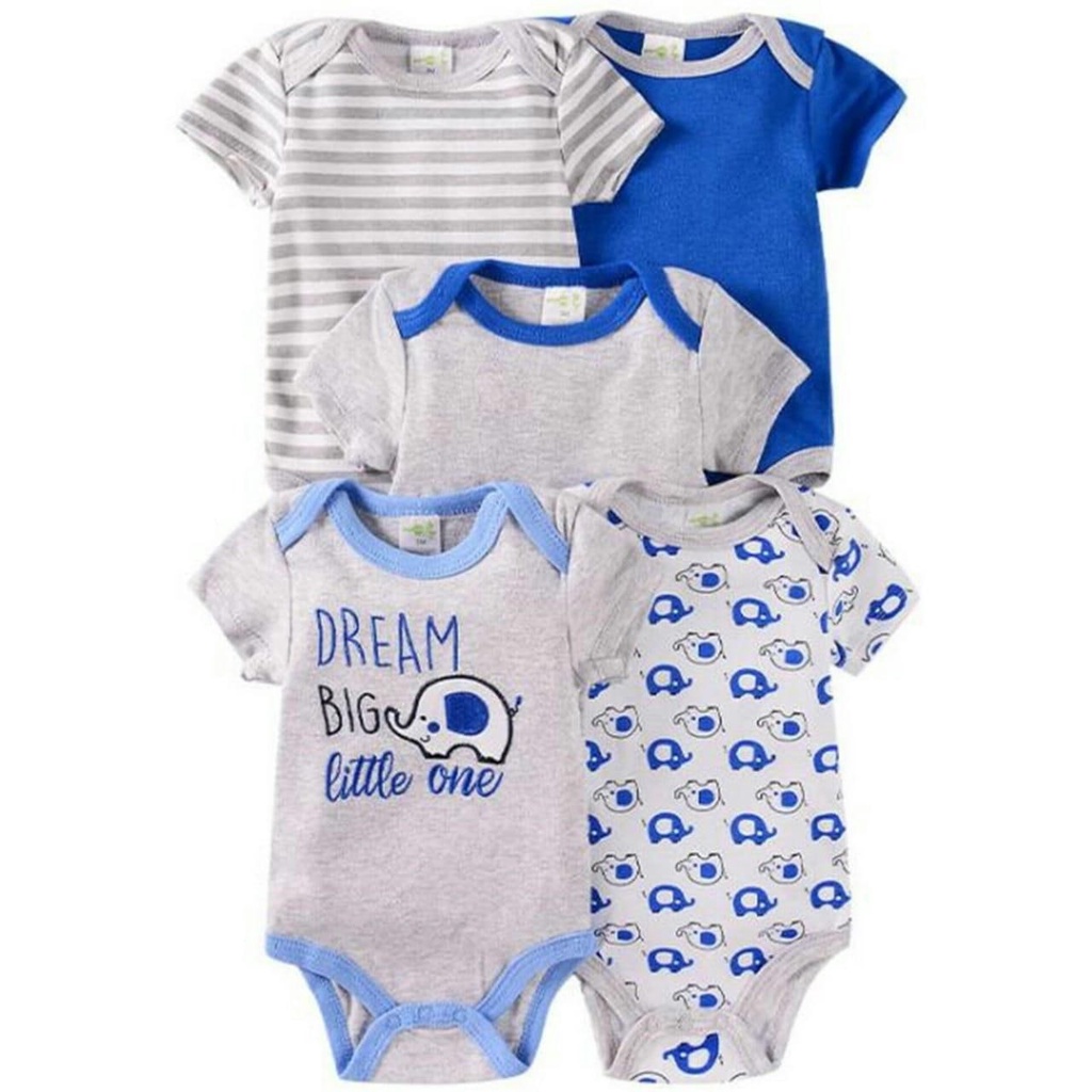 LID9006 - 5 in 1 Jumper Pendek Bayi Motif Lucu Cotton Import