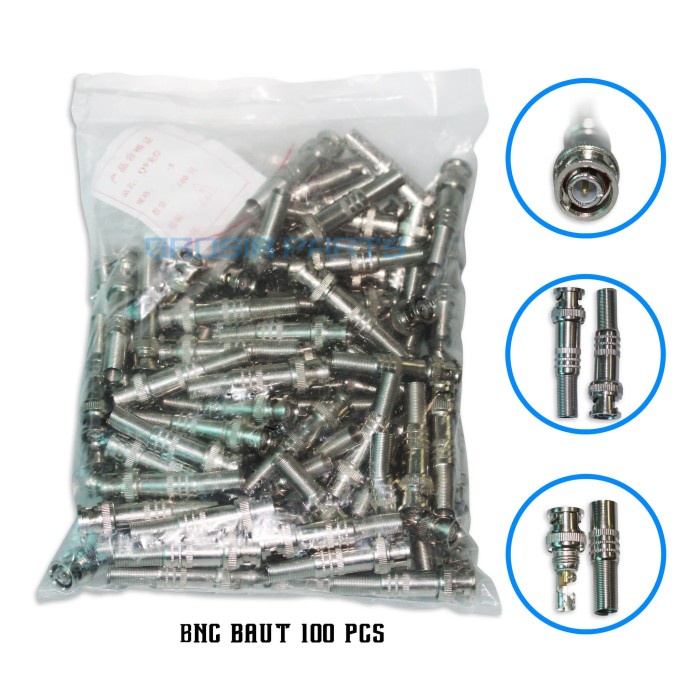 BNC Baut - Isi Perbungkus 100 pcs / konektor CCTV BNC Baut