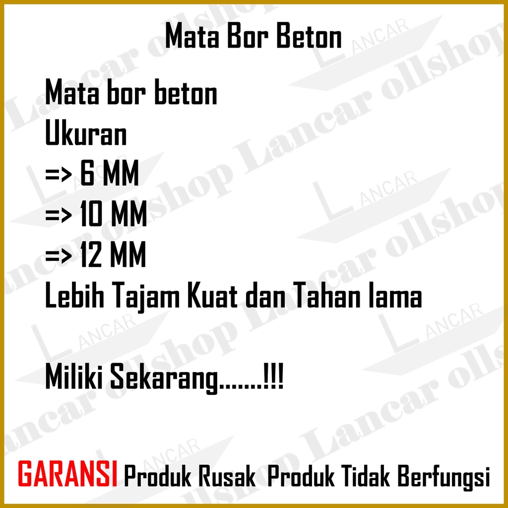 Mata Bor Beton 6mm 10mm 12mm Kecil / Mata Bor Drill Bit Tembok Dinding Beton Besar