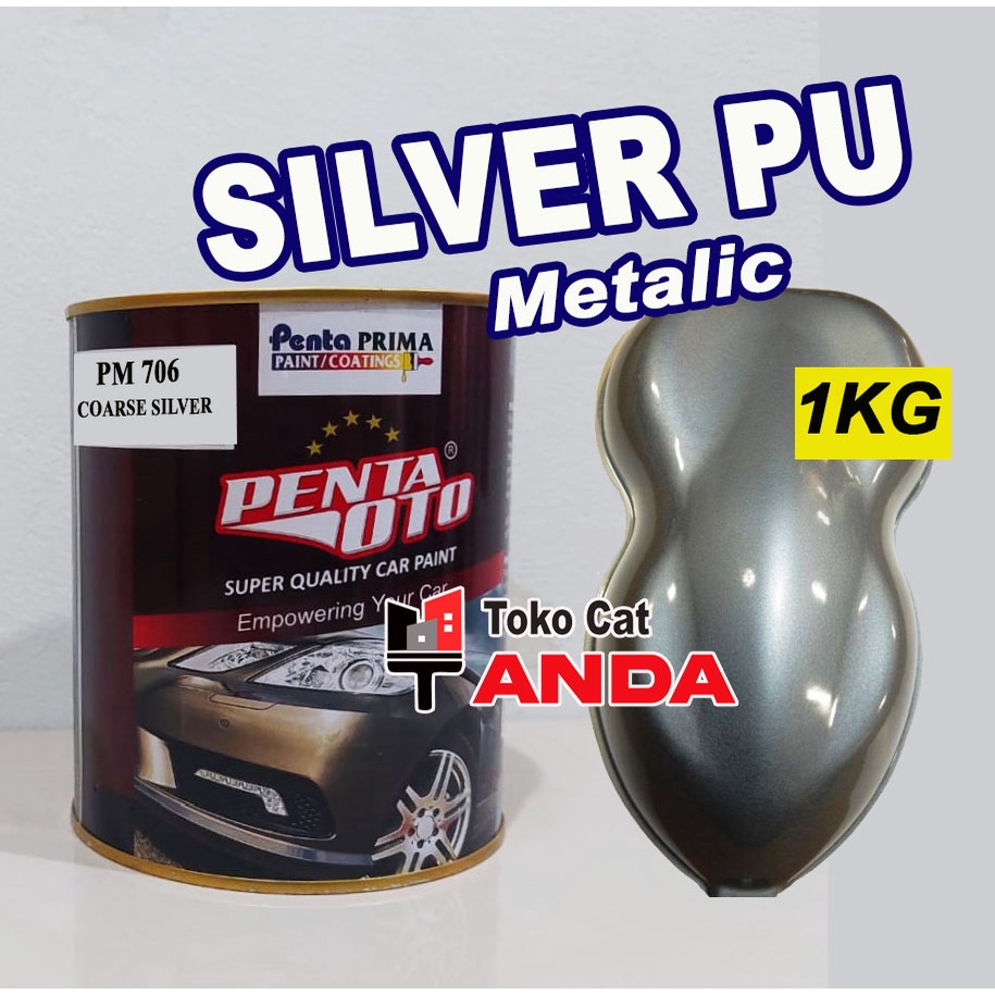 Cat Silver PU Penta oto 1kg dasaran candy - Silver Coarse Metalik - Penta Oto Silver PU