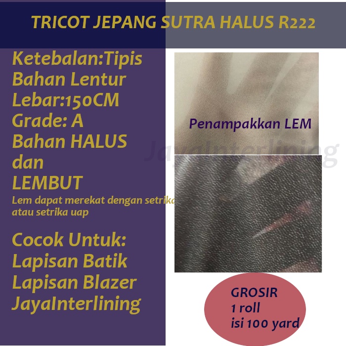 Tricot Jepang Sutra Trikot Halus Lebar 150CM Grosir Per Roll