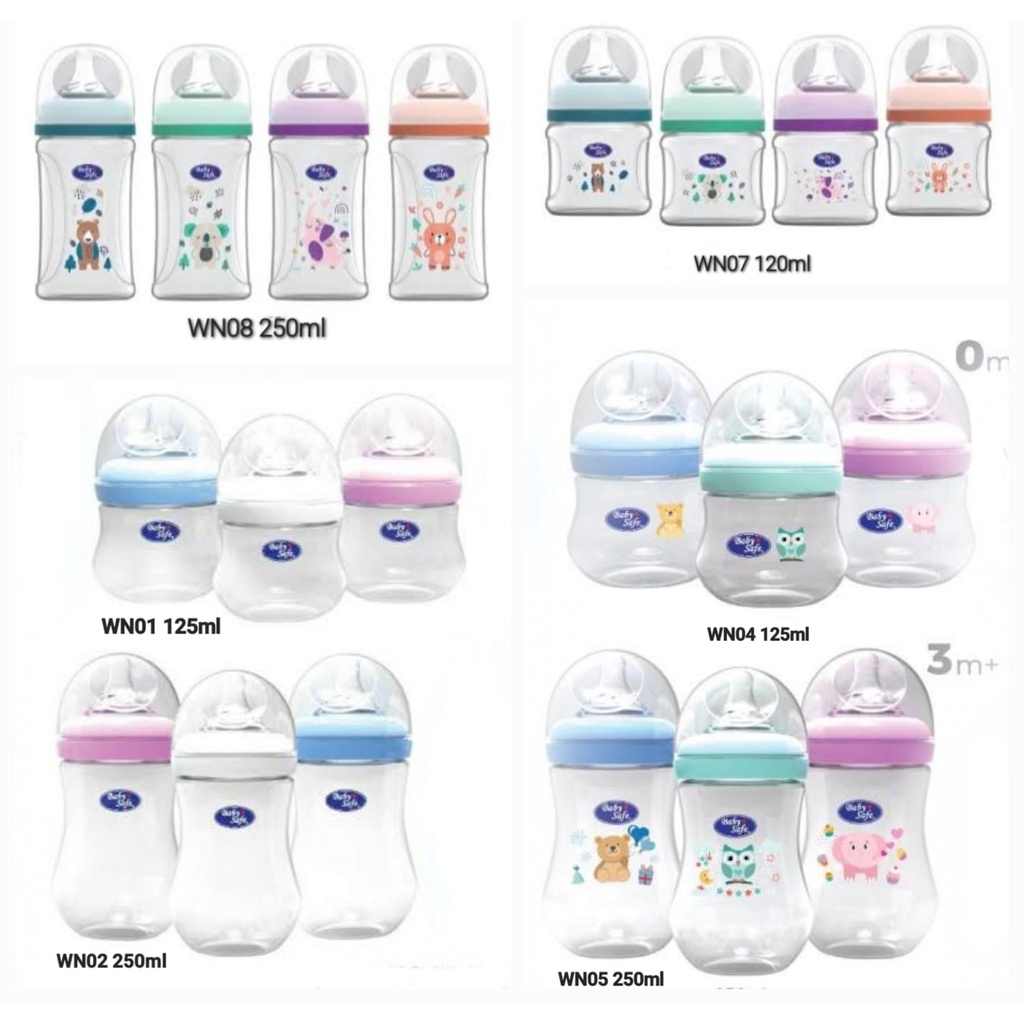 Baby Safe Wide Neck Bottle 0m+ 125ml Baby Safe Botol Susu Bayi WNS01 WN07 WN08