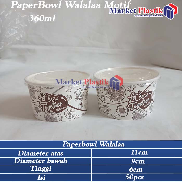 Mangkok Kertas Motif / Paper Bowl Walalaa Motif 360ml
