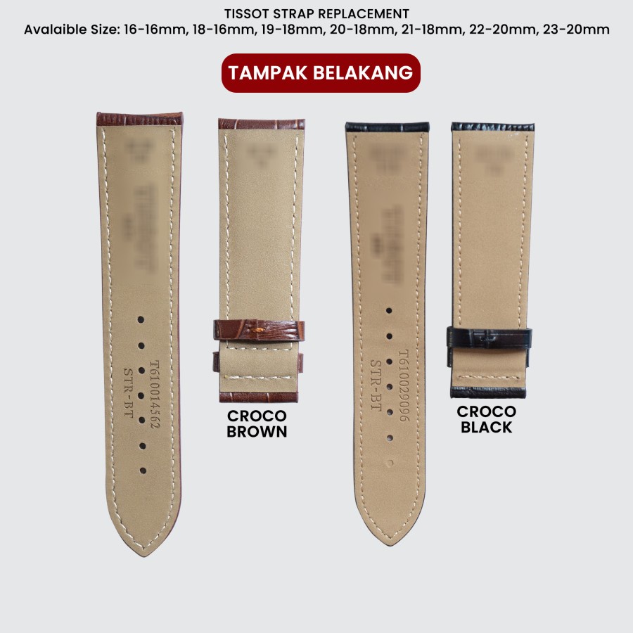 Strap Tali Jam Kulit Leather Tangan 18mm 20mm 22mm Mengerucut