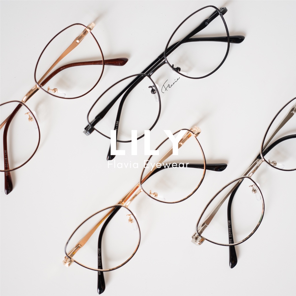 Flavia Eyewear - Kacamata Lily Titanium (custom minus, photochromic, blueray, bluechromic dan photobrown)