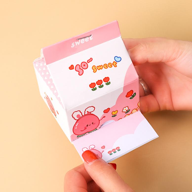 OVERFLOWS.ID STICKY NOTE MEMO PAD NOTE PAD BENTUK KOTAK SUSU LUCU ISI 200 LEMBAR MURAH