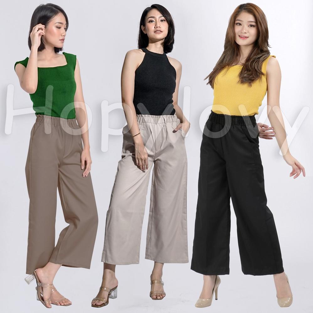 Murah HOPYLOVY - Celana Kulot Wanita bahan Katun American Drill Jesika