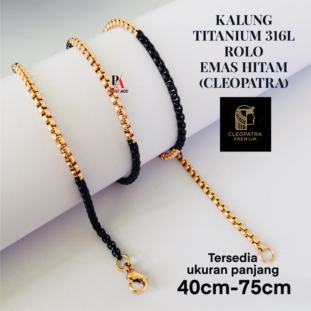 Rantai Kalung MCI Titanium Pria Wanita ROLO 2 WARNA Stainless Premium Anti Karat / Titanium 316L Rantai Kalung Pendant