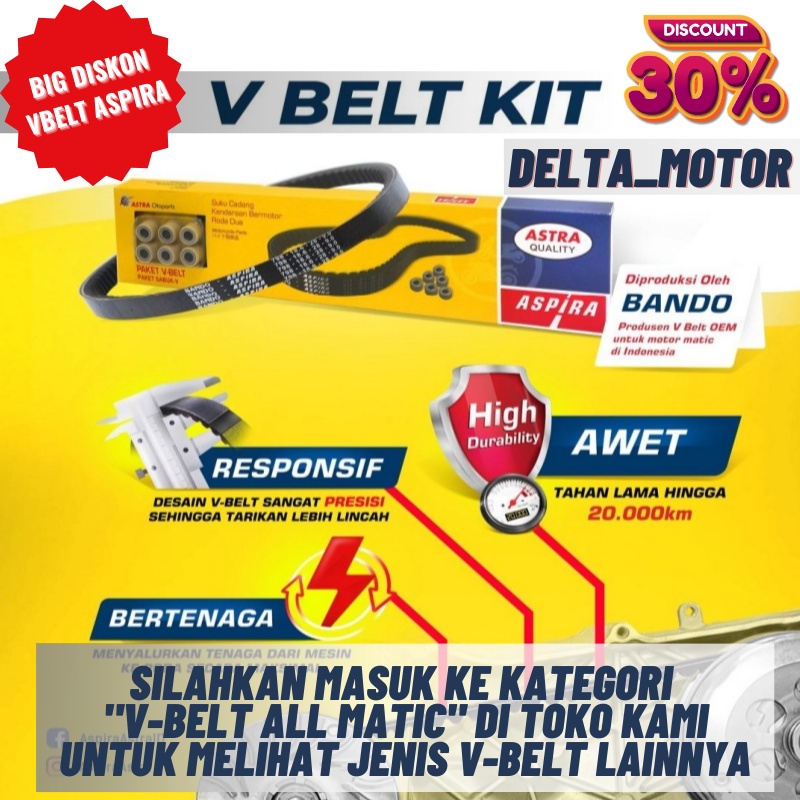 VBelt Assy Vanbelt Set Roller KVY Beat Karbu 2008-2012 Scoopy Karbu Lama Spacy Karbu Aspira