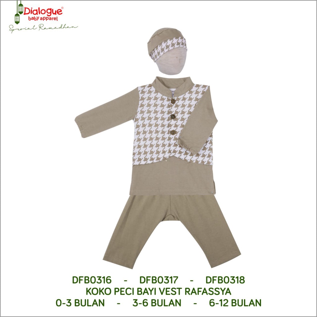 Dialogue Baby Baju Koko Peci Bayi Vest Set Raffasya - Baju Koko Bayi 0-12 Bulan DFB0316 DFB0317 DFB0318