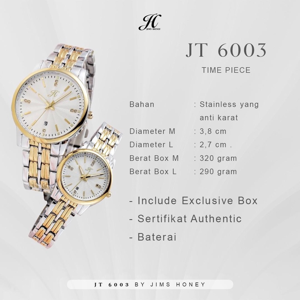 JAM TANGAN JIMS HONEY 6003 Couple Fashion Pria Wanita JH Ori Murah