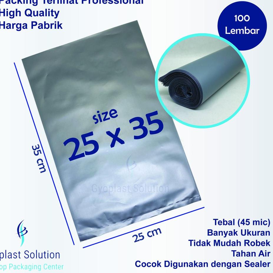 Best Seller 100 Pcs Plastik HD Tanpa Plong Packing Plastic Online 25 x 35 cm Silver ➤eii™
