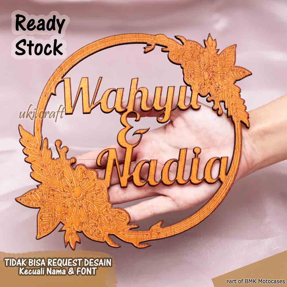 Kayu Custom Nama Bingkai Daun Bunga Ukiran Kayu Bulat Nama Daun Bunga Dekorasi Bingkai Mahar Pernika